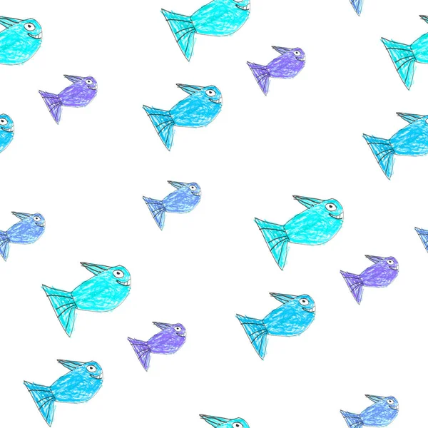 Drukuj Dla Chłopca Ryb Bez Szwu — Zdjęcie stockowe