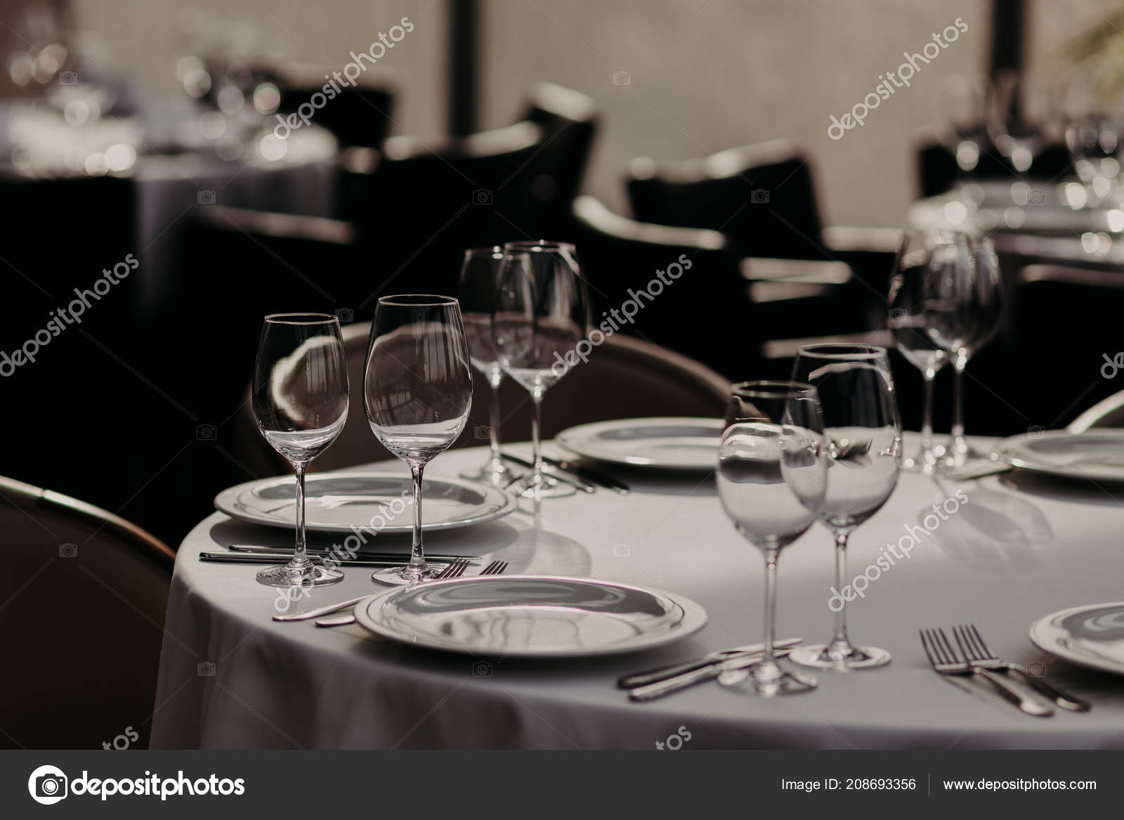 Decorated Served Table Cutlery Glasses Wedding Reception Other