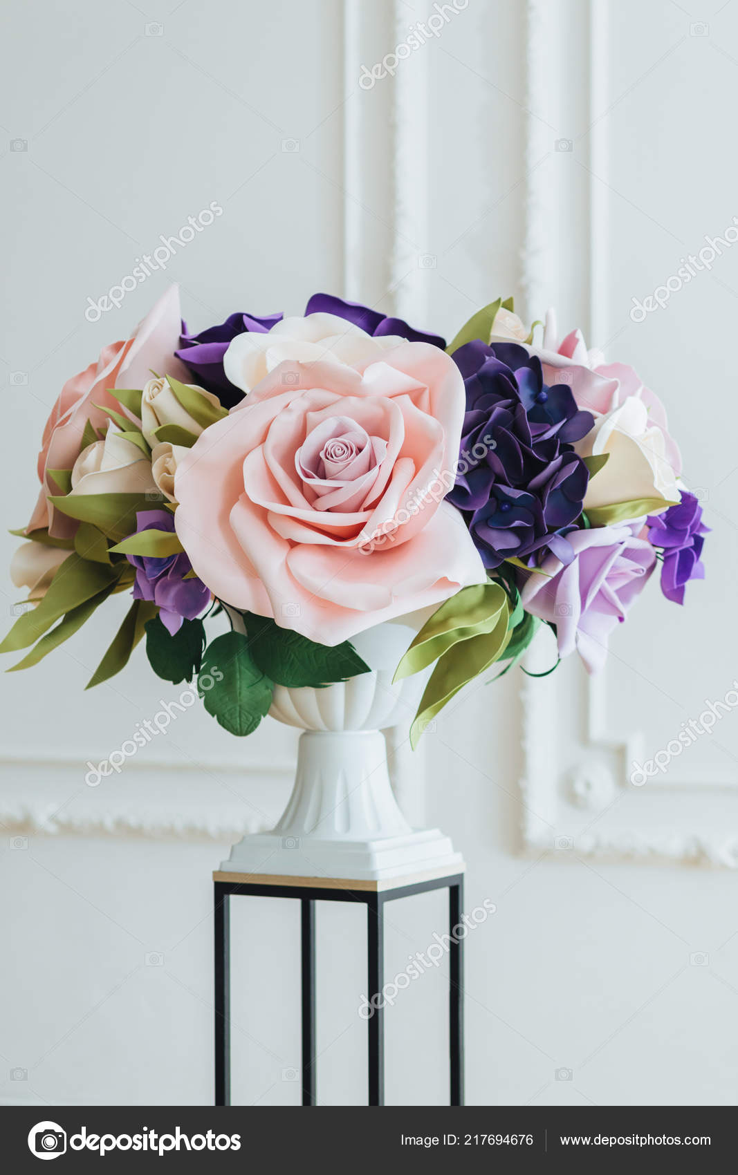 Tall Vase Artificial Flower Arrangements Vertical Shot