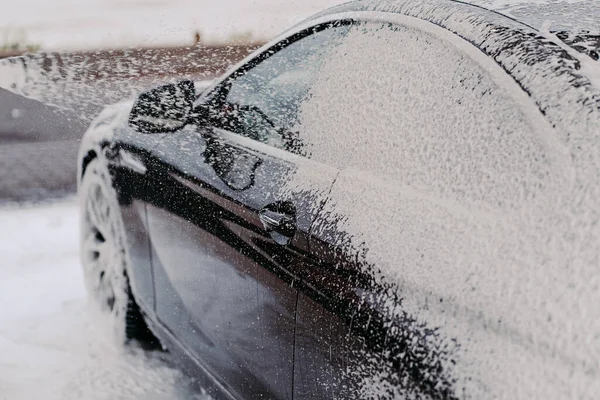 Ruční Mytí Aut Vysokotlaký Postřikovač Mytí Automobilů Mytí Mýdla Myčce — Stock fotografie