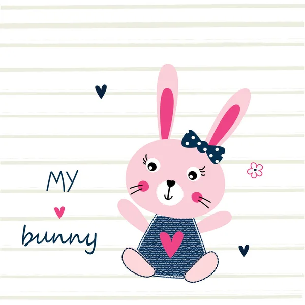 Vector Illustration Cute Bunny Girl — Stock Vector