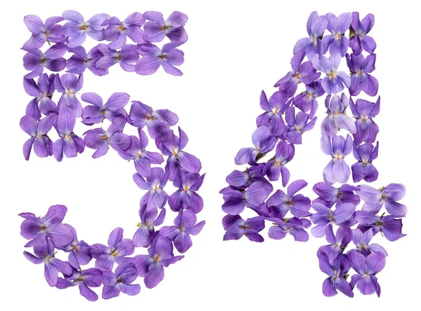Arabische Ziffer Aus Viola Blüten Isoliert Auf Weißem Hintergrund — Stockfoto
