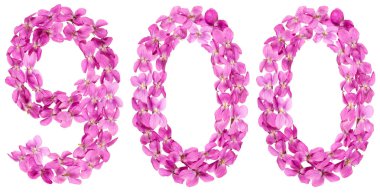 Arapça Beyaz arka plan üzerinde izole rakamı 900, Viyola, çiçeklerin üzerinden dokuz yüz