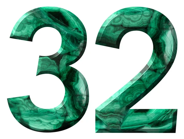 阿拉伯数字 从自然绿色孔雀石 查出在白色背景 — 图库照片