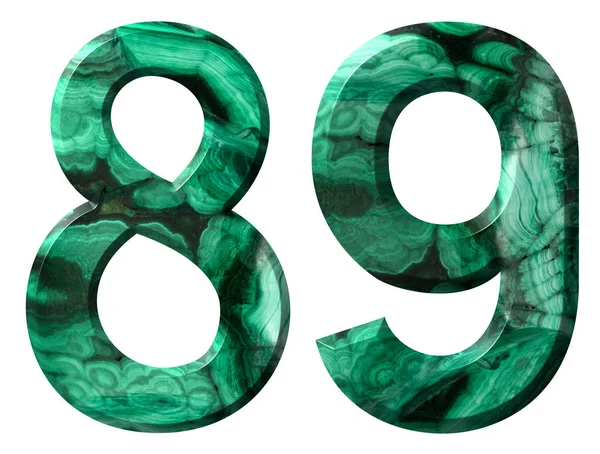 Numero Arabo Ottantanove Malachite Verde Naturale Isolato Sfondo Bianco — Foto Stock