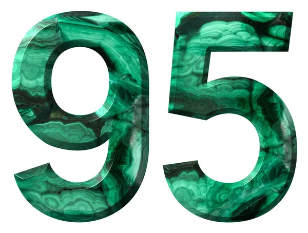 Número Arábigo Noventa Cinco Malaquita Verde Natural Aislada Sobre Fondo —  Fotos de Stock