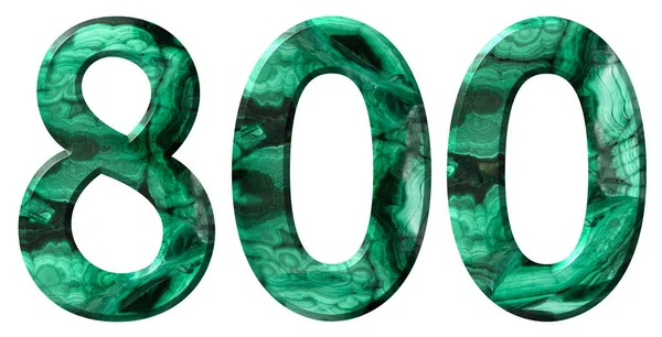 Арабская Цифра 800 Восемьсот Натурального Зеленого Малахита Выделенного Белом Фоне — стоковое фото