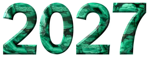 Цифра 2027 Натурального Зеленого Малахита Выделенного Белом Фоне — стоковое фото
