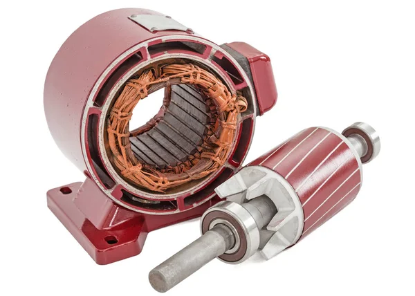 Elektrik motoru, beyaz arka plan üzerinde izole stator ve rotor