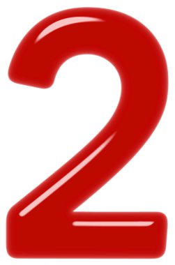 Rakamı 2, iki beyaz arka plan üzerinde 3d render izole,