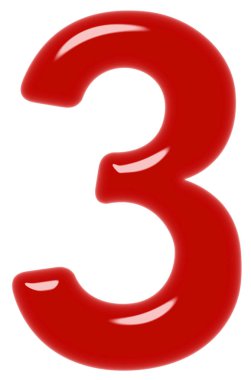 Rakamı 3, üç, beyaz arka plan üzerinde 3d render izole