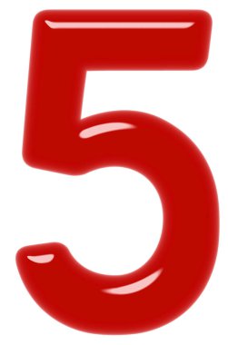 Rakamı 5, 5, beyaz arka plan üzerinde 3d render izole