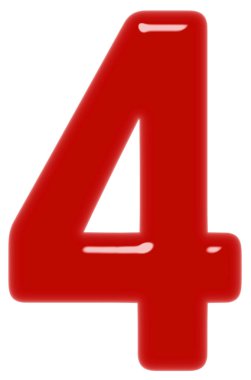 Rakamı 4, 4, beyaz arka plan üzerinde 3d render izole