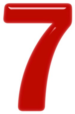 Rakamı 7, yedi, beyaz arka plan üzerinde 3d render izole
