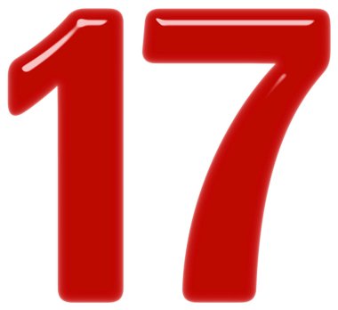 Rakamı 17, on yedi, beyaz arka plan üzerinde 3d render izole
