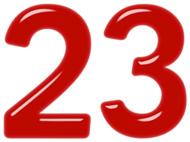 Beyaz arka plan üzerinde 3d render izole rakamı 23, yirmi üç,