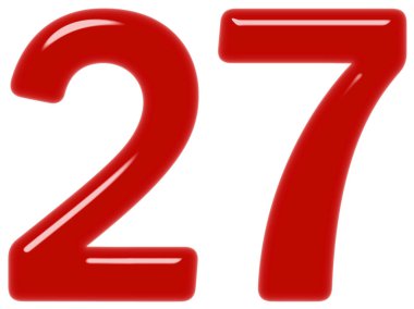 Beyaz arka plan üzerinde 3d render izole rakamı 27, yirmi yedi,