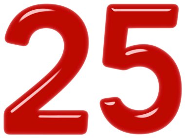 Beyaz arka plan üzerinde 3d render izole rakamı 25, yirmi beş,