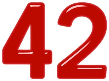 Beyaz arka plan üzerinde 3d render izole rakamı 42, kırk iki,