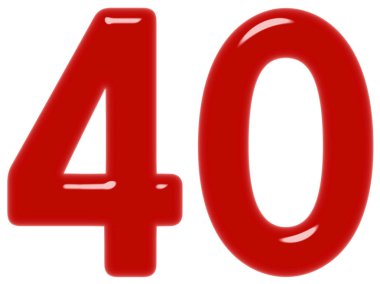 Rakamı 40, kırk, beyaz arka plan üzerinde 3d render izole