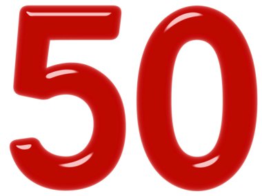Rakamı 50, elli, beyaz arka plan üzerinde 3d render izole