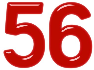 Beyaz arka plan üzerinde 3d render izole rakamı 56, elli altı,