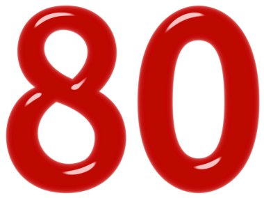 Sayı 80, seksen, beyaz arka plan üzerinde 3d render izole