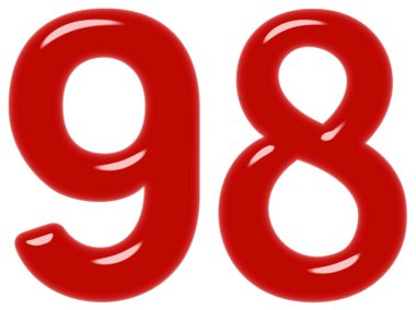 Sayı 98, doksan sekiz, beyaz arka plan üzerinde 3d render izole