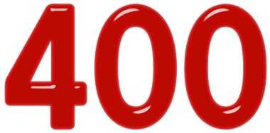 Beyaz arka plan üzerinde 3d render izole rakamı 400, dört yüz,