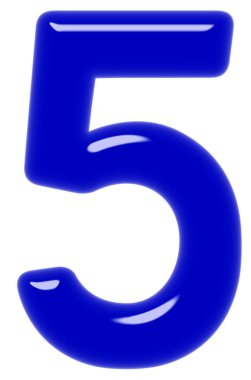Rakamı 5, 5, beyaz arka plan üzerinde 3d render izole