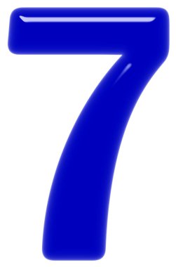 Rakamı 7, yedi, beyaz arka plan üzerinde 3d render izole