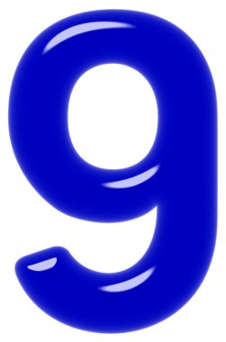 Rakamı 9, 9, beyaz arka plan üzerinde 3d render izole