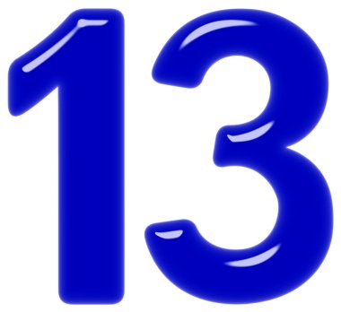 Rakamı 13, 13, beyaz arka plan üzerinde 3d render izole