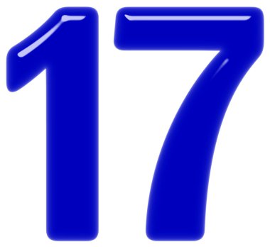 Rakamı 17, on yedi, beyaz arka plan üzerinde 3d render izole