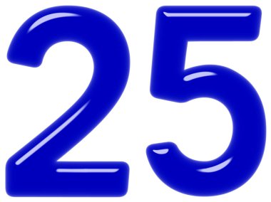 Beyaz arka plan üzerinde 3d render izole rakamı 25, yirmi beş,