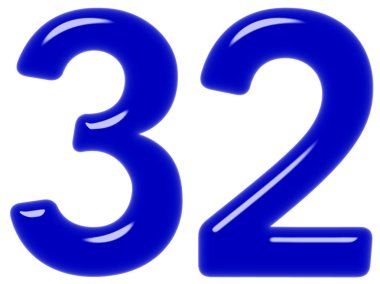 Beyaz arka plan üzerinde 3d render izole rakamı 32, otuz iki,