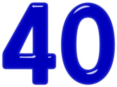 Rakamı 40, kırk, beyaz arka plan üzerinde 3d render izole