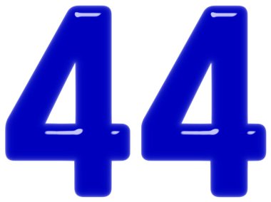 Beyaz arka plan üzerinde 3d render izole rakamı 44, kırk dört,