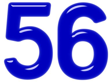 Beyaz arka plan üzerinde 3d render izole rakamı 56, elli altı,