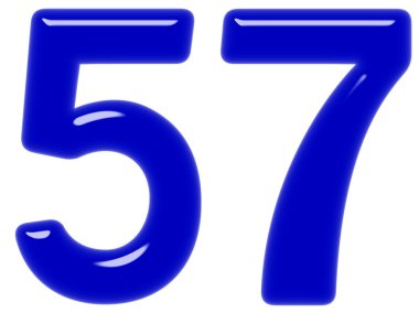 Beyaz arka plan üzerinde 3d render izole rakamı 57, elli yedi,