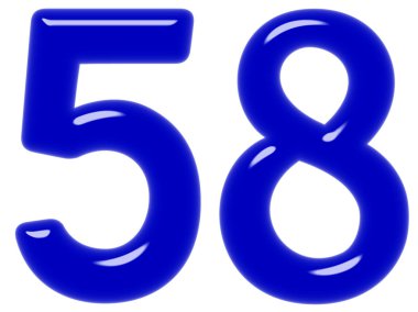 Beyaz arka plan üzerinde 3d render izole rakamı 58, elli sekiz,