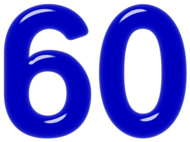 Rakamı 60, altmış, altmış, beyaz arka plan üzerinde 3d render izole