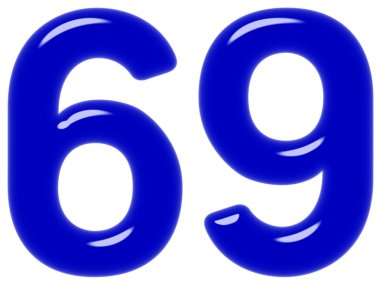 Beyaz arka plan üzerinde 3d render izole rakamı 69, Altmış dokuz,