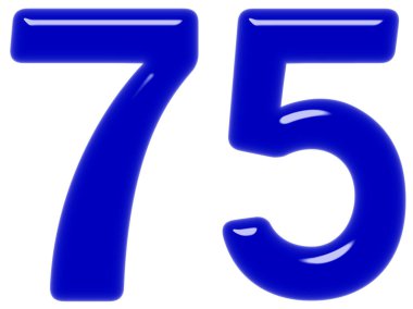 Beyaz arka plan üzerinde 3d render izole rakamı 75, yetmiş beş,,