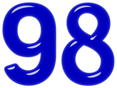 Sayı 98, doksan sekiz, beyaz arka plan üzerinde 3d render izole