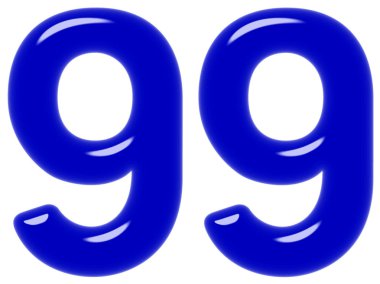 Sayı 99, doksan dokuz, beyaz arka plan üzerinde 3d render izole