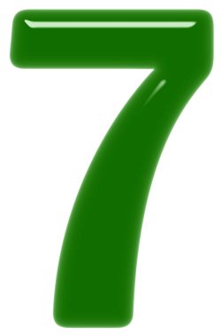 Rakamı 7, yedi, beyaz arka plan üzerinde 3d render izole