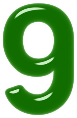 Rakamı 9, 9, beyaz arka plan üzerinde 3d render izole