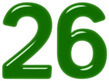 Beyaz arka plan üzerinde 3d render izole rakamı 26, yirmi altı,