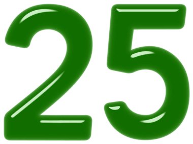 Beyaz arka plan üzerinde 3d render izole rakamı 25, yirmi beş,